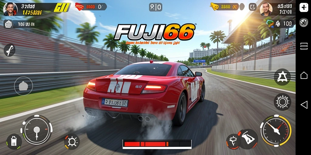 Tampilan gameplay balapan yang mendebarkan di FUJI66.