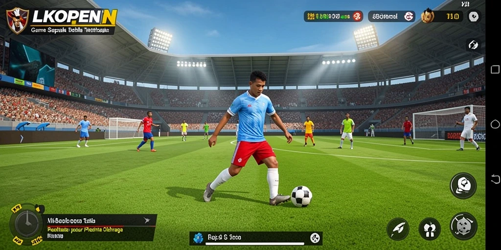 Gameplay LKOPEN yang realistis dan mendebarkan di lapangan sepak bola.