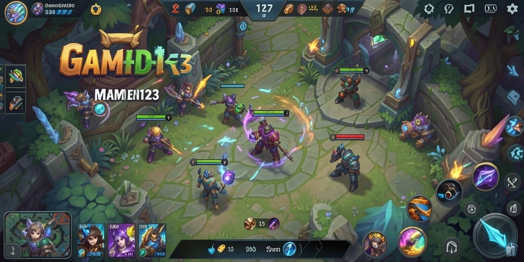 Screenshot utama MAMEN123 menampilkan aksi pertarungan yang seru.