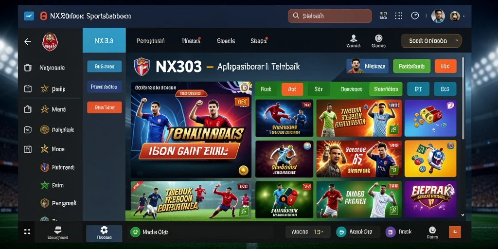 Tampilan antarmuka pengguna NX303 saat mengakses fitur sportsbook.