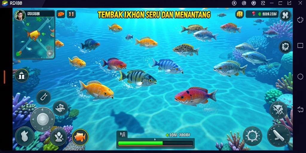 Tampilan gameplay menarik RDI88 dengan aksi tembak ikan.