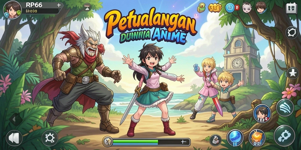Tangkapan layar utama RP66 menampilkan karakter Anime yang beraksi dalam pertempuran seru.